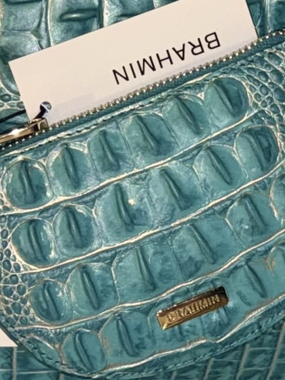 Brahmin Mermaid Turquoise Leather Britt Pouch BRAND NEW! - Picture 2 of 8